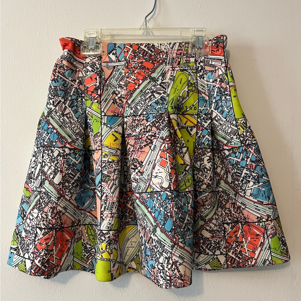 Anthropologie Maeve Colorful Map Skirt.